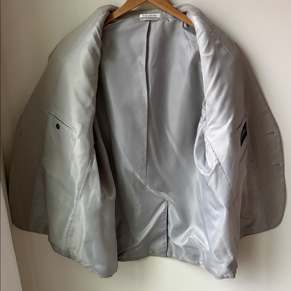 NWT Chaps Linen Blazer in Natural Two Button Lined Wedding Guest Preppy Size 48R - Picture 4 of 10